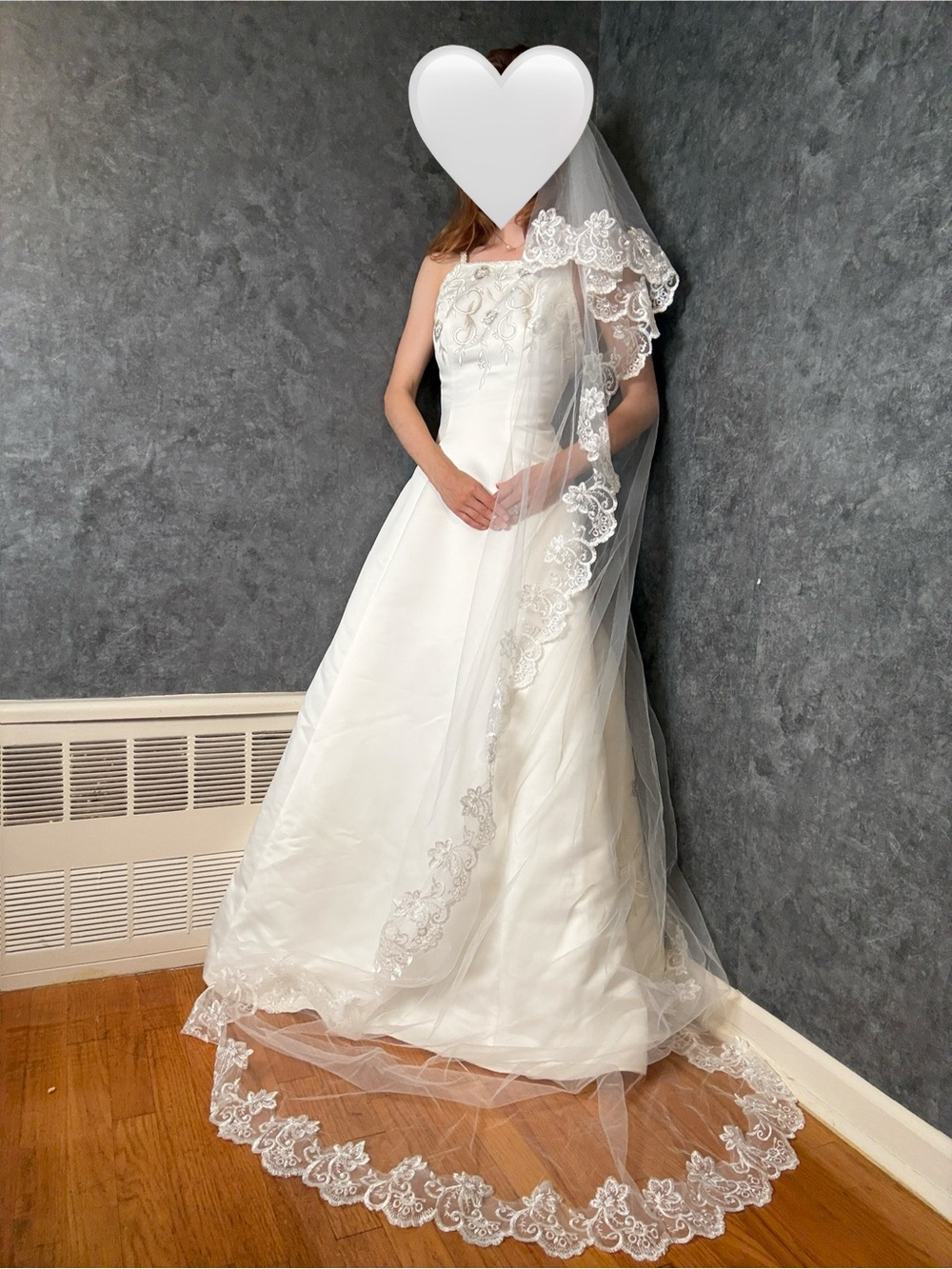 Cathedral Length Lace Wedding Veil with Blusher
